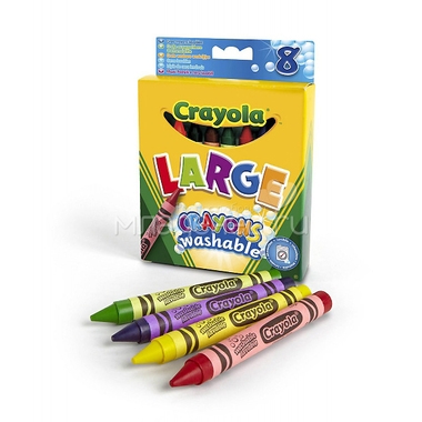 Карандаши восковые Crayola 8 больших смываемых мелков 1