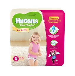 Подгузники Huggies Ultra Comfort Jumbo Pack для девочек 12-22 кг (36 шт) Размер 5