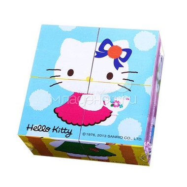 Деревянные кубики Играем вместе Hello Kitty (4 кубика) 0