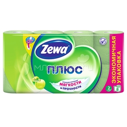 Туалетная бумага Zewa ПЛЮС Яблоко 2-слойная зеленая 8 шт