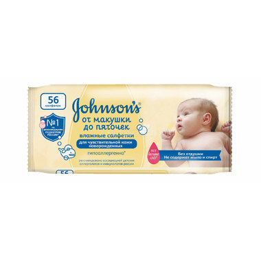 Салфетки влажные Johnson's baby От макушки до пяточек без отдушки 56 шт. 0