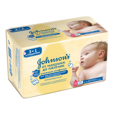 Салфетки влажные Johnson's baby От макушки до пяточек без отдушки 224 шт 0
