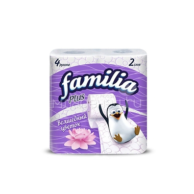 Туалетная бумага Familia Plus белая Магический цветок (2 слоя) 4 шт 0