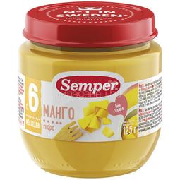 Пюре Semper фруктовое 125 гр Манго с витамином С (с 6 мес)