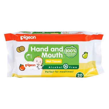 Салфетки влажные  Pigeon для сосок, игрушек, фруктов 20 шт 0