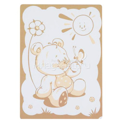 Одеяло Baby Nice шерстяное 100х140 в коробке Мишка на лужайке (бежевый)