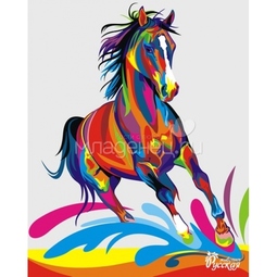 Рисование по номерам Фабрика творчества на картоне Цветная лошадь