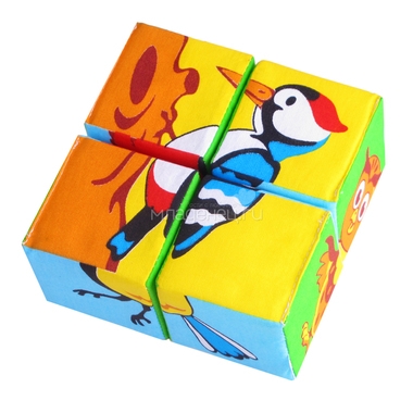 Набор Мякиши из 4 кубиков Собери картинку Птицы 0