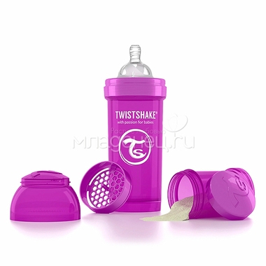 Бутылочка Twistshake 260 мл Антиколиковая (с 0 мес) фиолетовая 3