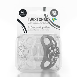 Пустышка Twistshake 2 шт (с 6 мес) чёрно-белая