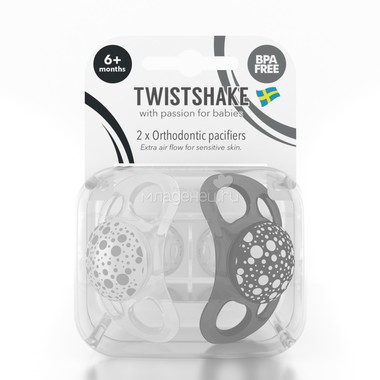 Пустышка Twistshake 2 шт (с 6 мес) чёрно-белая 3