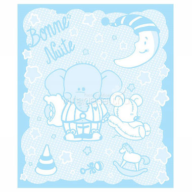 Одеяло Споки Ноки хлопковое подарочная упаковка отделка оверлок Дизайн Слоник Голубой 0