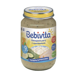 Пюре Bebivita овощи с мясом 190 гр Овощное рагу с цыпленком (с 9 мес)