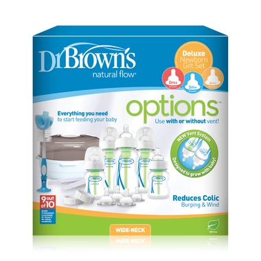 Набор Подарочный Dr. Brown's Делюкс контейнер для стерилиз. в СВЧ, бут. с шир. горл.(3шт-270 мл,2шт-150 мл) с сос. с 0 мес,  2 со 1