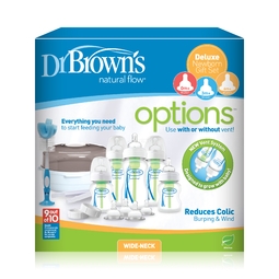 Набор Подарочный Dr. Brown's Делюкс контейнер для стерилиз. в СВЧ, бут. с шир. горл.(3шт-270 мл,2шт-150 мл) с сос. с 0 мес,  2 со