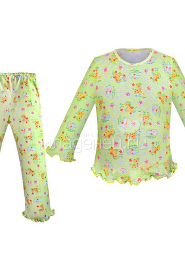 Пижама Детская радуга Полянка с декоративным краем, цвет салатовый  0