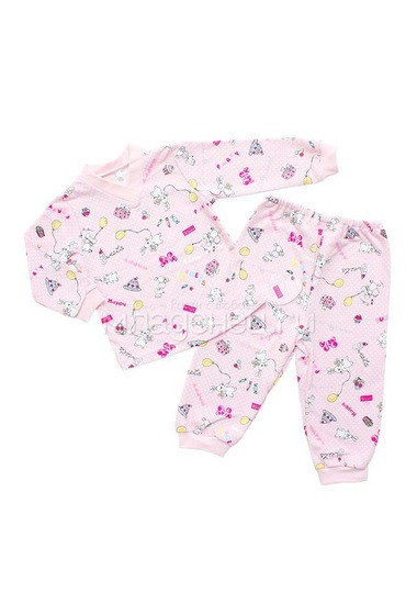 Пижама Idea Kids кофточка длинный рукав V-образный вырез, брючки с манжетом, футер, Ассорти  0