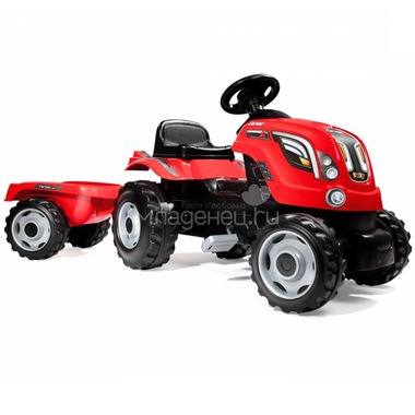 Трактор педальный Smoby XL с прицепом Красный 142х44х54.5 см 0