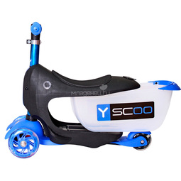 Каталка-самокат 3в1 Y-SCOO Mini Jump&Go со светящими колесами Dark Blue