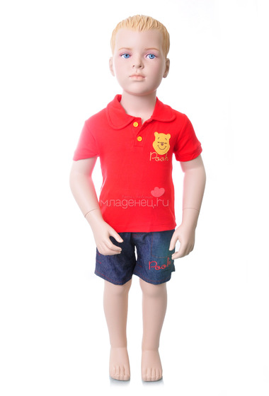 Комплект одежды Дисней Винни Пух футболка-поло и шорты, для мальчика, красный  0