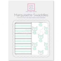 Наборы пеленок SwaddleDesigns Marquisette 2-Pack Little Fox Simple Stripes