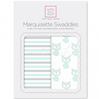 Наборы пеленок SwaddleDesigns Marquisette 2-Pack Little Fox Simple Stripes 0