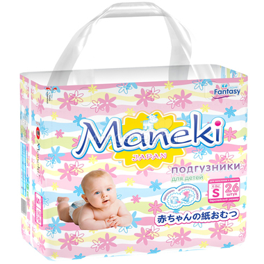 Подгузники Maneki Fantasy Mini 4-8 кг (26 шт) Размер S 1