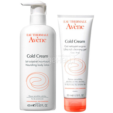 Набор Avene Cold Cream эмульсия для тела с колд-кремом 400 мл + очищающий сверхпитательный гель с колд-кремом 200 мл 0