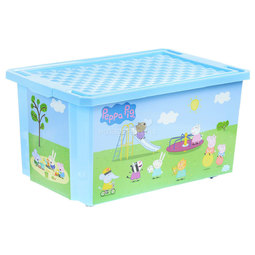 Ящик для хранения игрушек Little Angel X-Box Свинка Пеппа 57л голубой