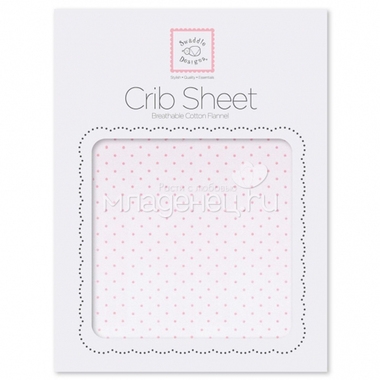Простынь SwaddleDesigns Fitted Crib Sheet Lt. PP w/PP Dots 0
