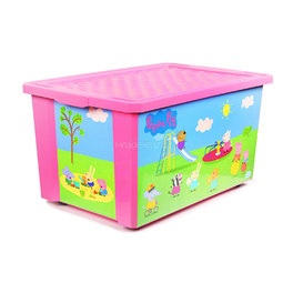 Ящик для хранения игрушек Little Angel X-Box Свинка Пеппа 57л розовый