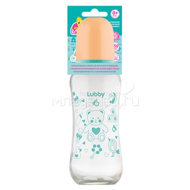 Бутылочка Lubby с силиконовой соской Стеклянная 250 мл (с 0 мес) 2
