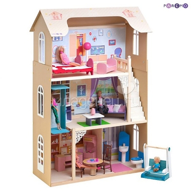 Кукольный домик PAREMO Грация: 16 предметов мебели, лестница, лифт, качели 1