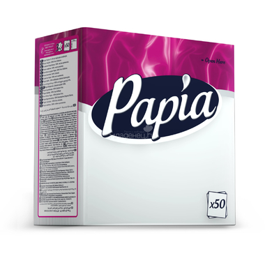 Салфетки бумажные Papia 50 шт (3-х слойные) 24х24 см 0