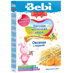 Каша Bebi Premium молочная 200 гр Овсяная с курагой (с 5 мес)