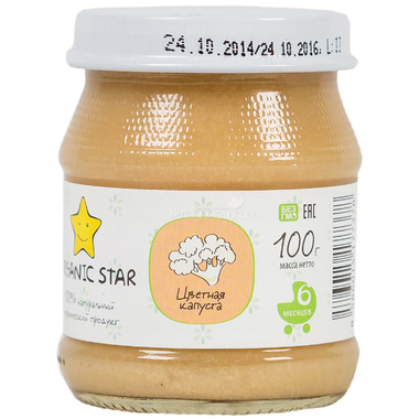 Пюре Organic Star овощное 100 гр Цветная капуста (с 6 мес) 0
