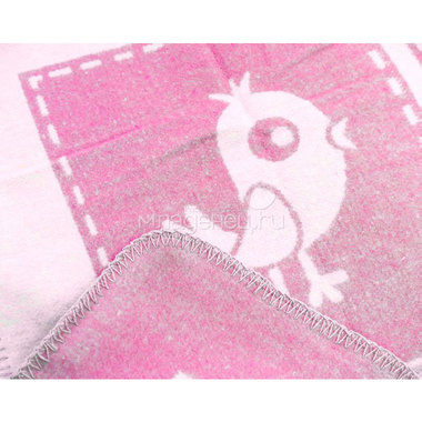 Одеяло Споки Ноки хлопковое подарочная упаковка отделка оверлок Дизайн Птички Розовый 2