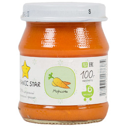 Пюре Organic Star овощное 100 гр Морковь (с 6 мес)