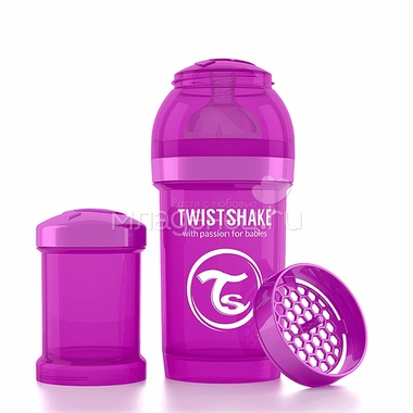 Бутылочка Twistshake 180 мл Антиколиковая (с 0 мес) фиолетовая 3