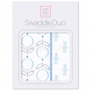 Набор пеленок SwaddleDesigns Swaddle Duo Blue Little Bunnie 0