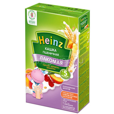 Каша Heinz Лакомая кашка молочная 200 гр Пшеничная с абрикосом персиком и вишней (с 5 мес) 0
