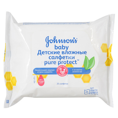 Салфетки влажные Johnson's baby Pure Protect (с 12 мес) 25 шт 0