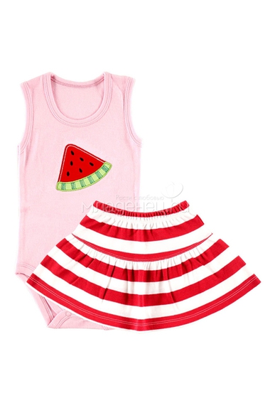 Комплект Hudson Baby Боди-майка и юбка Арбуз, 2 пр., для девочки, цвет розовый  0