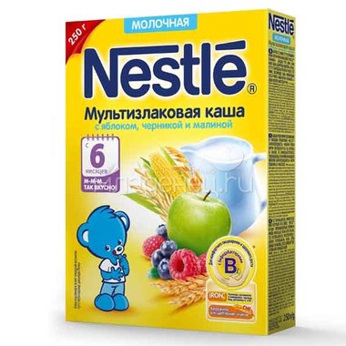 Каша Nestle молочная 250 гр Мультизлаковая с яблоком черникой и малиной (с 6 мес) 2