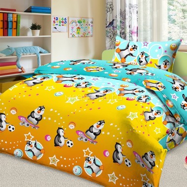 Комплект постельного белья детский Letto с наволочкой 50х70 Пингвин 0