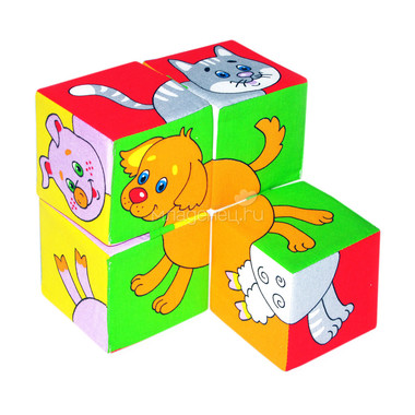 Набор Мякиши из 4 кубиков Собери картинку Домашние животные 5
