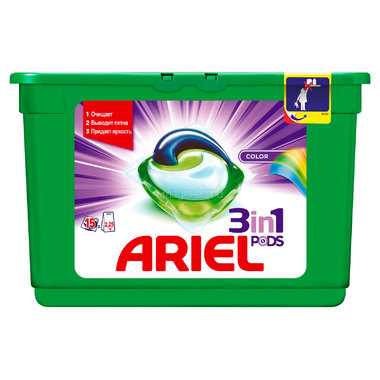 Капсулы для стирки Ariel 3 в 1 PODS Color 15 х 28,8 гр 1