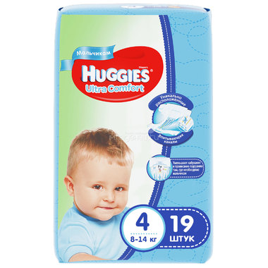 Подгузники Huggies Ultra Comfort Conv Pack для мальчиков 8-14 кг (19 шт) Размер 4 0