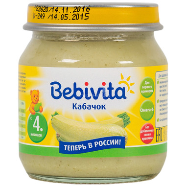 Пюре Bebivita овощное 100 гр Кабачок (с 4 мес) 0