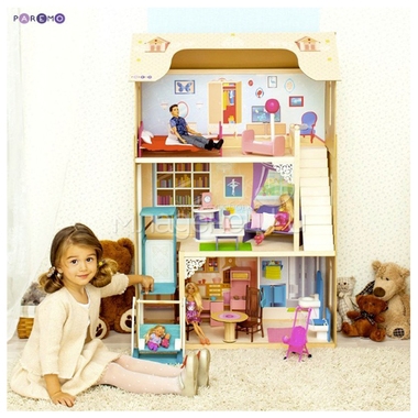 Кукольный домик PAREMO Грация: 16 предметов мебели, лестница, лифт, качели 2
